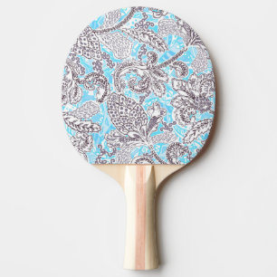 Raquette De Ping Pong Beau bleu gris classique floral