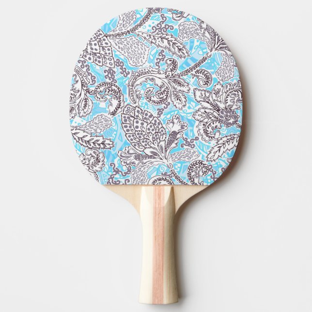 Raquette De Ping Pong Beau bleu gris classique floral (Devant)