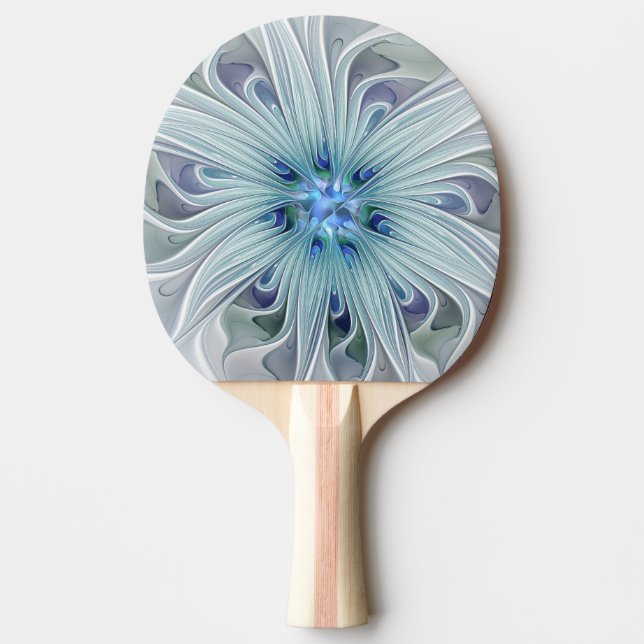 Raquette De Ping Pong Beauté florale Abstraite moderne Blue Pastel Flowe (Devant)