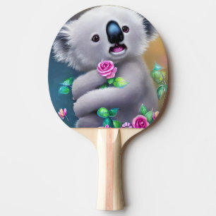 Raquette De Ping Pong Bébé adorable Ours Koala avec fleurs