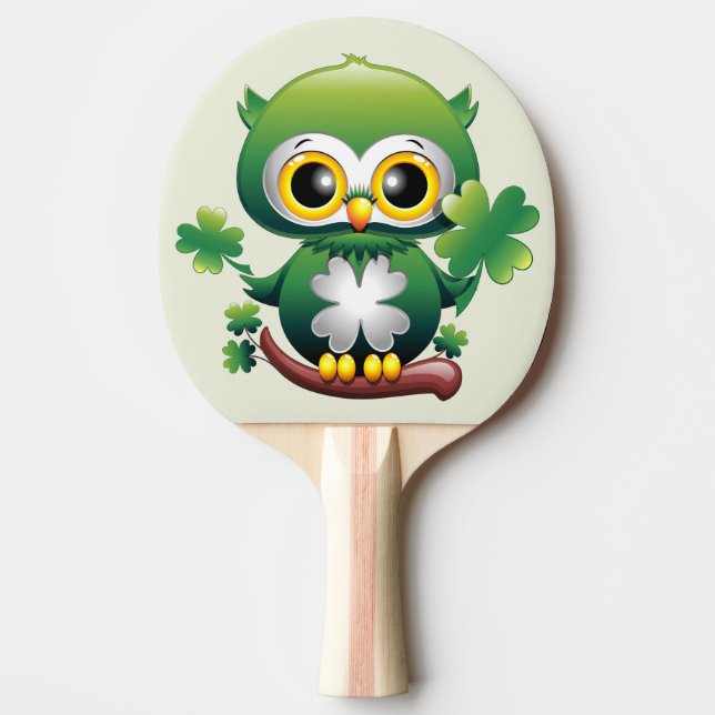 Raquette De Ping Pong Bébé Hibou Mignon St Patrick Dessin Animé (Devant)