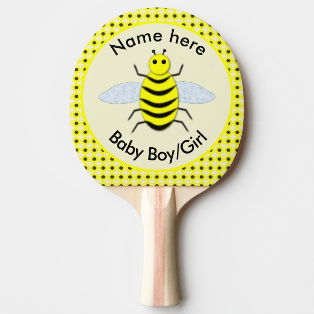 Raquette De Ping Pong Bébé jaune mignon abeille Genre Révéler Neutre Per (Devant)
