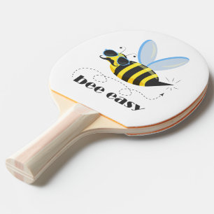 Raquette De Ping Pong Bee caractère avec mustache lunettes de soleil Bee