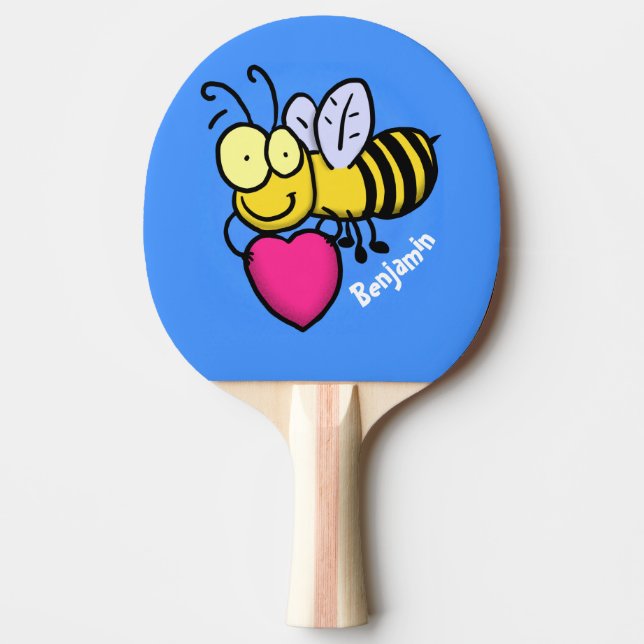 Raquette De Ping Pong Belle abeille drôle avec dessin animé du coeur (Devant)