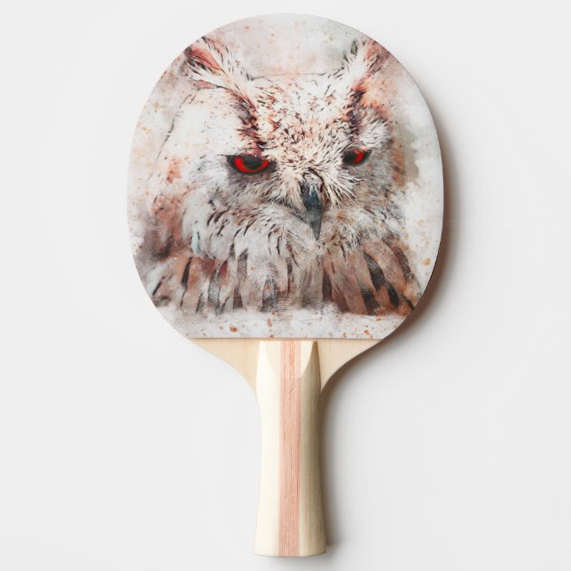 Raquette De Ping Pong Belle Chouette d'accentuation de la rouille (Devant)