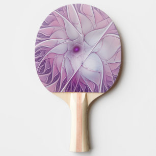 Raquette De Ping Pong Belle Fleur rose moderne Fractal Art Abstrait