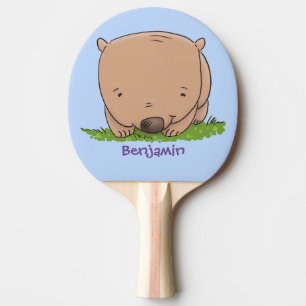 Raquette De Ping Pong Belle illustration de dessin animé de bébé wombat