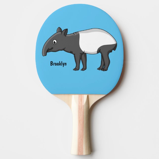 Raquette De Ping Pong Belle illustration de tapir de dessin animé (Devant)