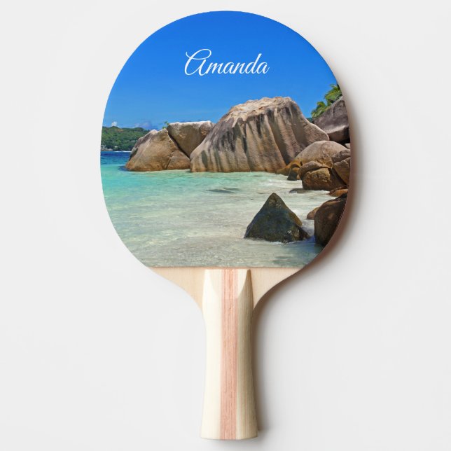 Raquette De Ping Pong Belle mer tropicale avec une plage rocheuse (Devant)