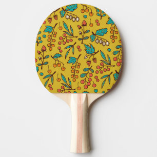 Raquette De Ping Pong Berries sur branches, motif naturel sans soudure.