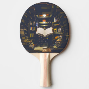 Raquette De Ping Pong Bibliothèque Livres étagères Ouvrir livre Lire