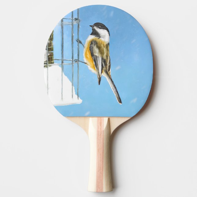 Raquette De Ping Pong Bickadee sur la peinture d'alimentation - Oiseaux  (Devant)