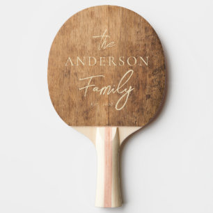 Raquette De Ping Pong Bille de Boucher Ancienne Nom de Famille Écrit à l
