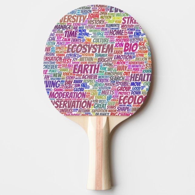 Raquette De Ping Pong Bio Nuage de Mots Texte Modèle Biodiversité (Devant)