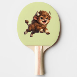 Raquette De Ping Pong Bison Adorable Jouant avec Joie