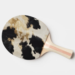 Raquette De Ping Pong Black Cream Gold Western Cowhide