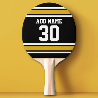 Raquette De Ping Pong Black Gold Sports Jersey avec votre nom et votre n