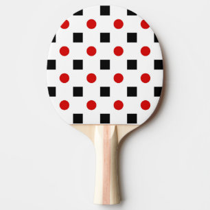 Raquette De Ping Pong Black Squares Red Polka Dots