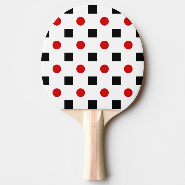 Raquette De Ping Pong Black Squares Red Polka Dots (Devant)