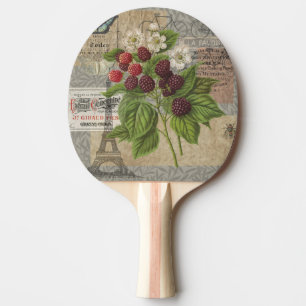 Raquette De Ping Pong Blackberries Floral Garden Flower Papillon Art