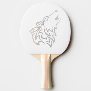 Raquette De Ping Pong Blanc beige animal de loup tribal