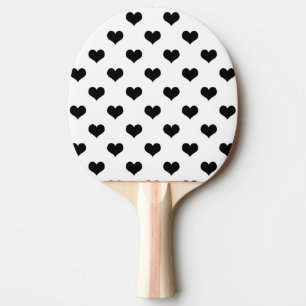 Raquette De Ping Pong Blanc Black Love Heart Motif Design