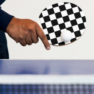 Raquette De Ping Pong Blanc et noir à carreaux 