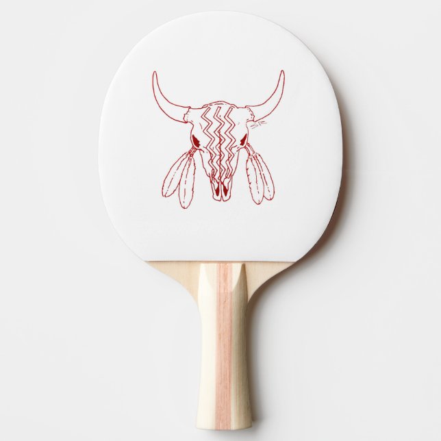 Raquette de ping pong blanche danse fantôme rouge  (Devant)