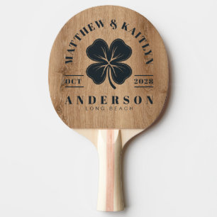 Raquette De Ping Pong Blason de mariage au trèfle irlandais en bois de t