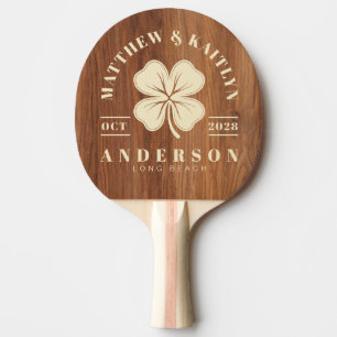 Raquette De Ping Pong Blason de mariage Trèfle Irlandais Chanceux en Boi