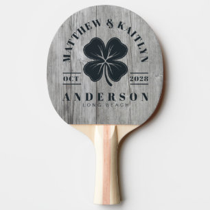 Raquette De Ping Pong Blason de mariage Trèfle irlandais chanceux en boi