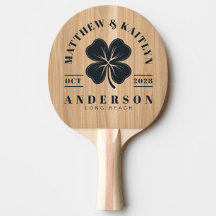 Raquette De Ping Pong Blason de mariage Trèfle Irlandais Chanceux en Boi