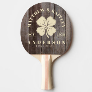 Raquette De Ping Pong Blason de mariage Trèfle irlandais chanceux Planch
