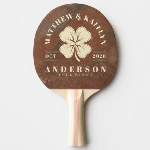 Raquette De Ping Pong Blason de mariage Trèfle irlandais en Grès brun