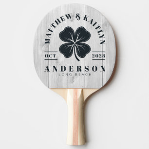 Raquette De Ping Pong Blason de mariage trèfle irlandais gris clair prop