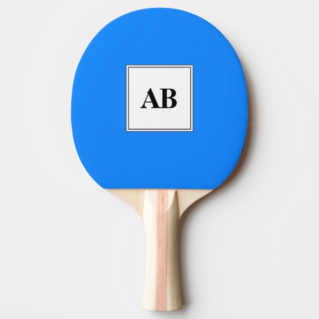 Raquette De Ping Pong Bleu azur uni avec monogramme (Devant)