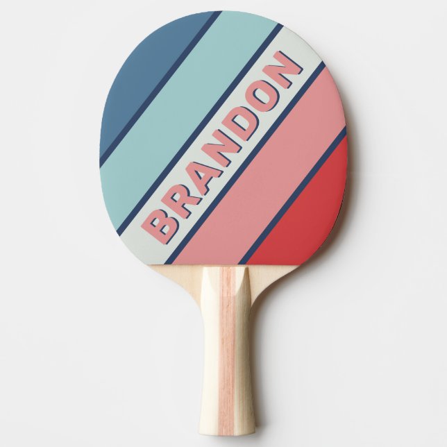 Raquette De Ping Pong Bleu bleu vintage rayé (Devant)