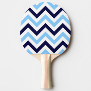Raquette De Ping Pong Bleu de ciel, marine, grand motif de zigzag blanc