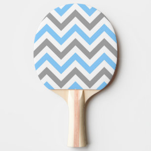 Raquette De Ping Pong Bleu de ciel, motif de zigzag blanc gris du DK