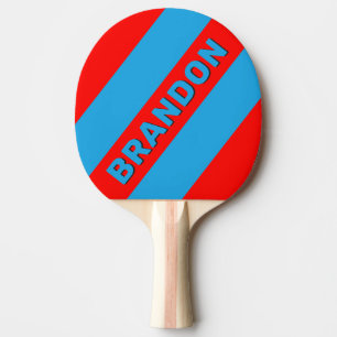 Raquette De Ping Pong Bleu Électrique Rétro Rouge Trois Bandes Gras avec