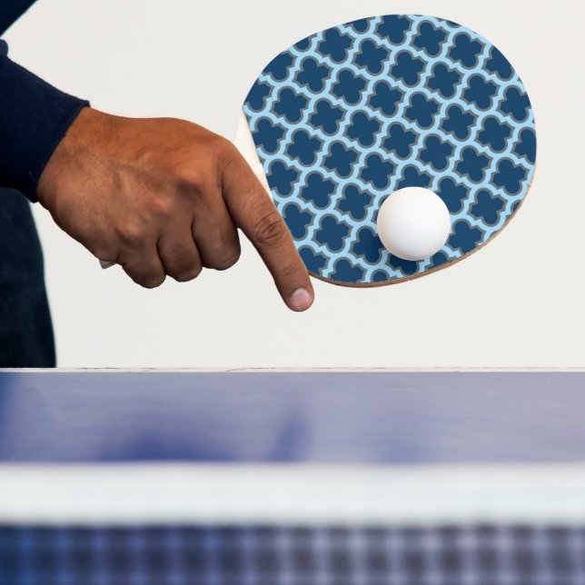 Raquette De Ping Pong Bleu et Bébé Bleu Trellis, treillis, Quatrefoil (Insitu)
