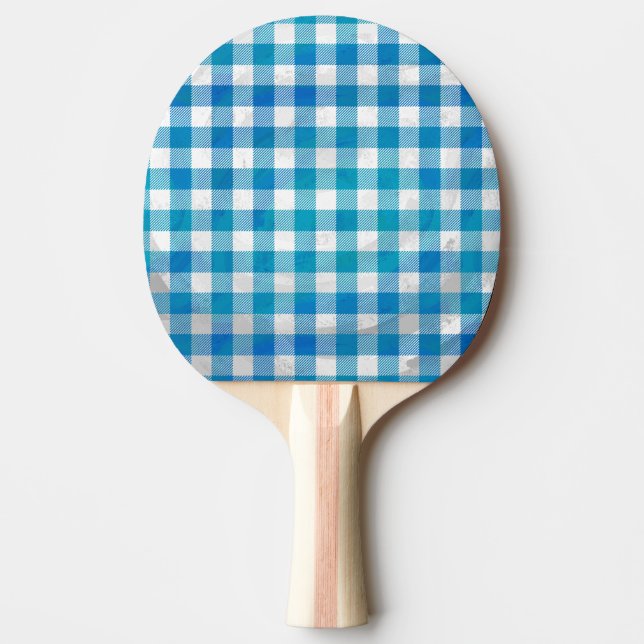 Raquette De Ping Pong Bleu et blanc À damiers Buffalo Plaid (Devant)