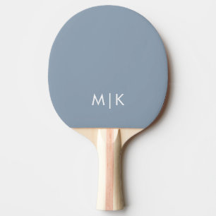 Raquette De Ping Pong Bleu et blanc poussiéreux Monogramme moderne