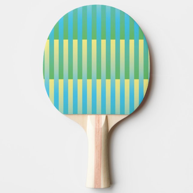 Raquette De Ping Pong Bleu Jaune Vert Motif Rayé (Devant)