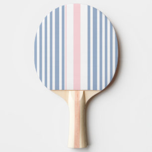 Raquette de ping pong bleu rose et blanc rayée
