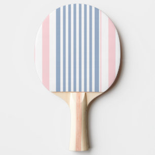 Raquette de ping pong bleu rose et blanc rayée