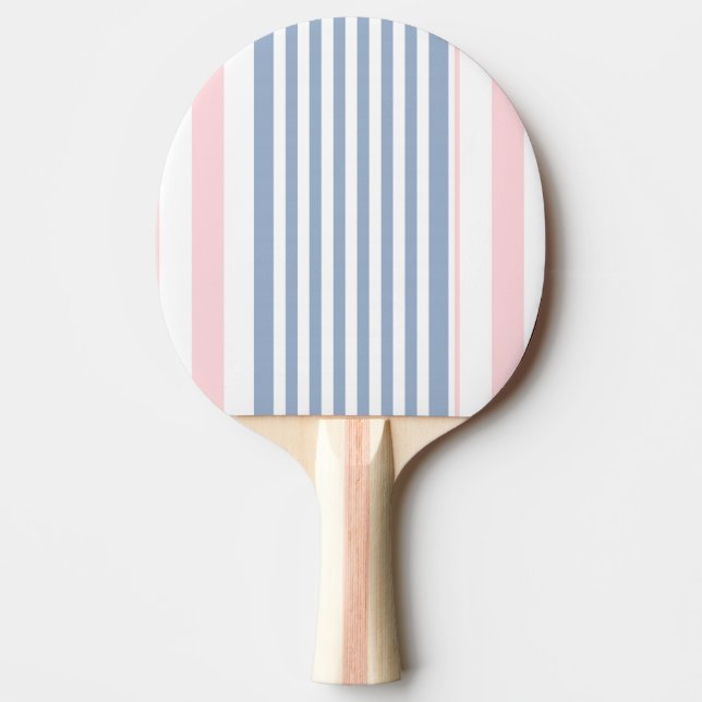 Raquette de ping pong bleu rose et blanc rayée (Devant)