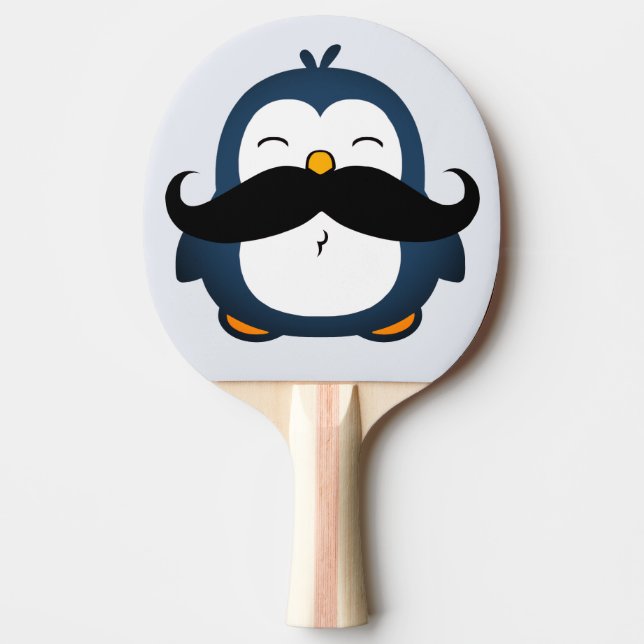 Raquette De Ping Pong Bleu tendance de la moustache de Penguin (Devant)