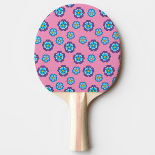 Raquette De Ping Pong Bleu Violet rose motif floral