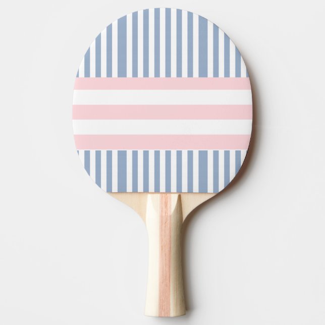 Raquette de Ping Pong Bleue Rose & Blanche Rayée (Devant)